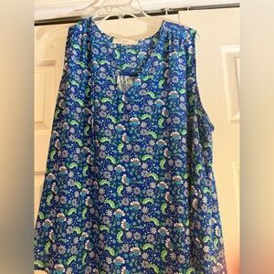 LOFT Blue and Green Floral Blouse
